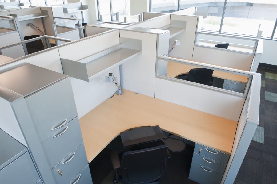 Empty cubicles in office